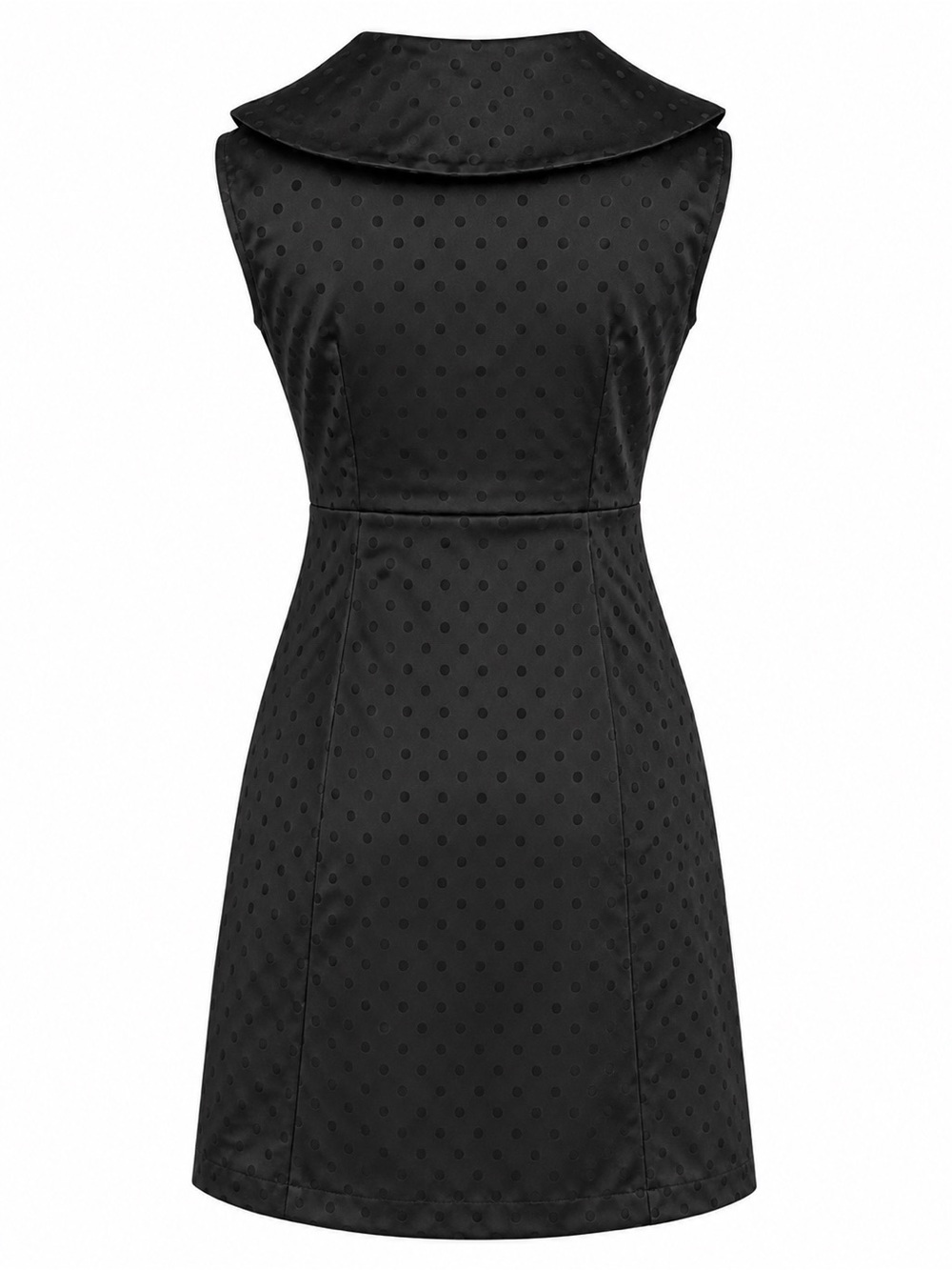 NEW BLACK RUFFLE NECK POLKA DOT DRESS - Picture 2 of 3